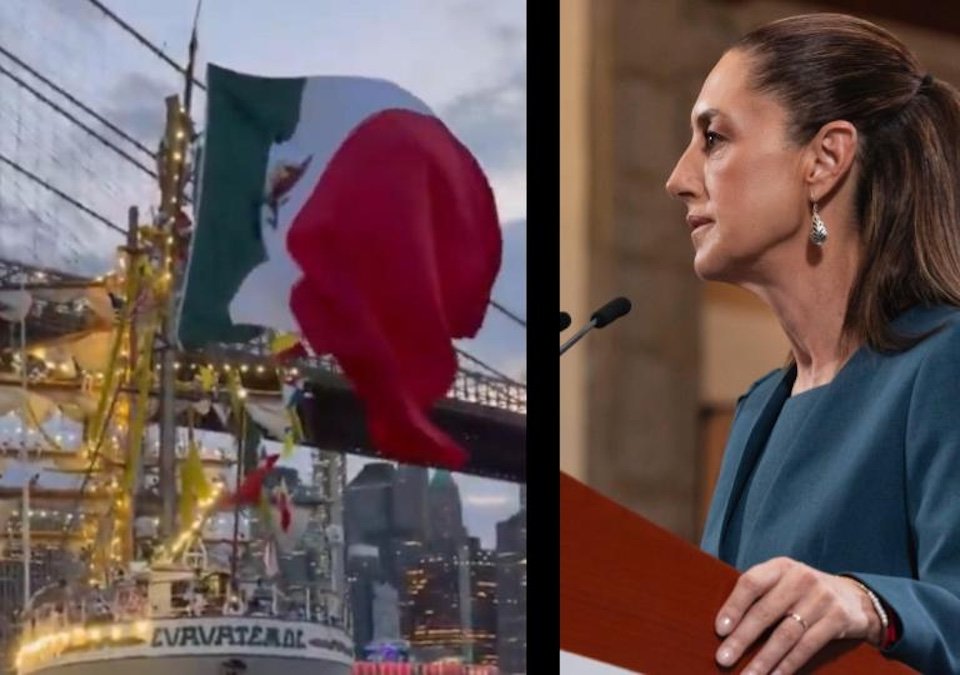 Sheinbaum lamentó la muerte de dos jóvenes marinos en el percance del Buque Cuauhtémoc que chochó contra el puente Brooklyn en Nueva York
