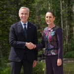 La Presidenta de México Claudia Sheinbaum Pardo sostuvo un encuentro bilateral con el primer ministro canadiense, Mark Carney.