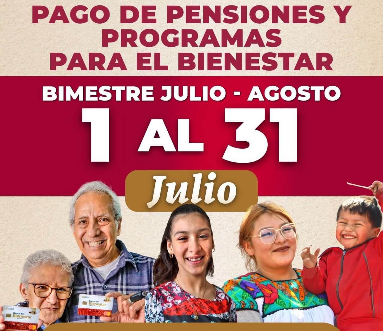 Pago de pensiones del bienestar reinicia 1 de julio