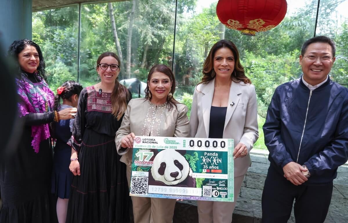 Xin Xin, la panda gigante, recibe homenaje en billete de Lotería